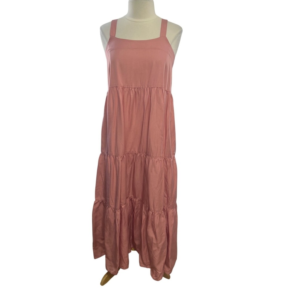 The Drop Britt Tiered Maxi Dress Medium Rosette Pink New Boho Midi Cottage Core